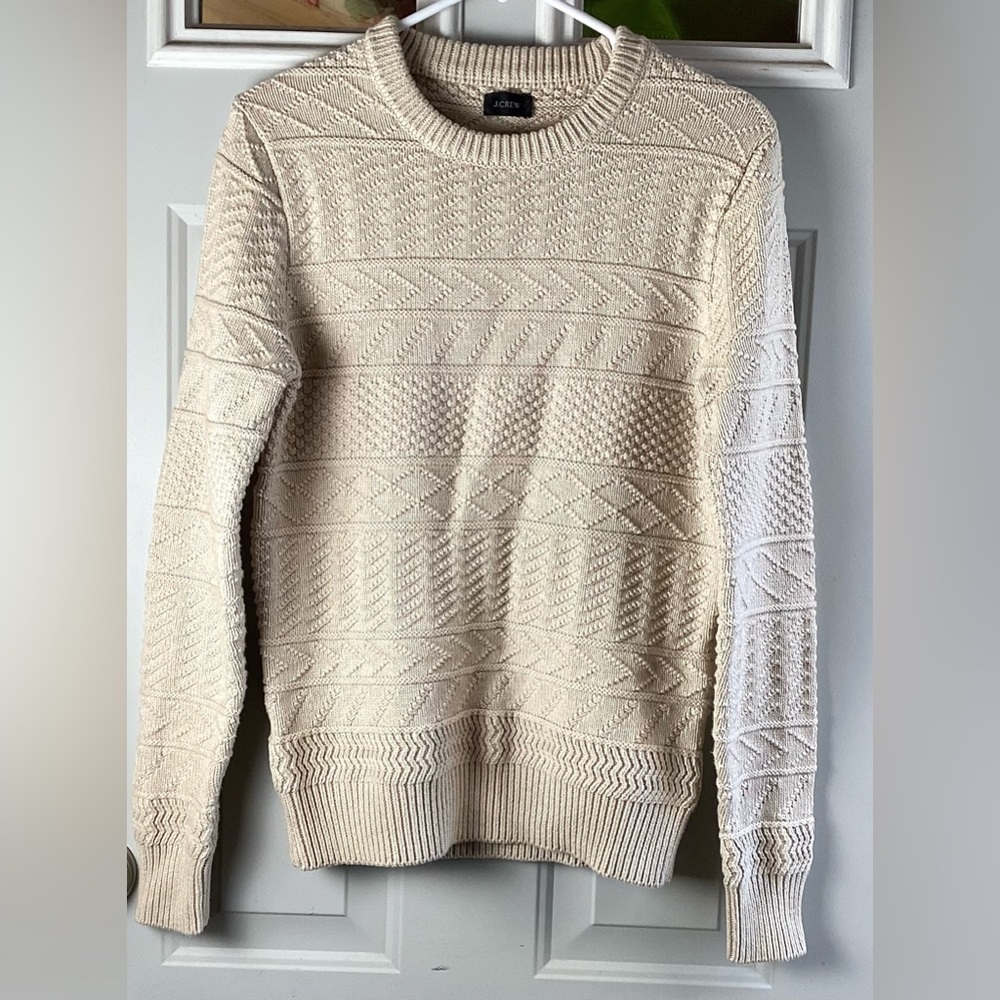 J. Crew Beige / Tan Knit Sweater Crew Neck Sweater 100%Cotton